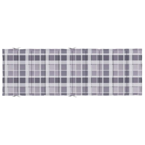vidaXL Sun Lounger Cushion Grey Check Pattern 186x58x4cm Oxford Fabric