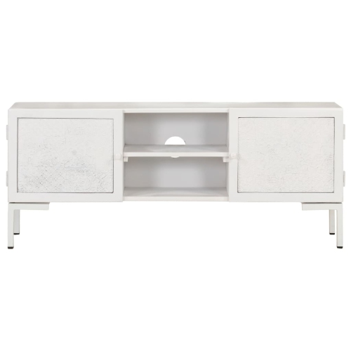vidaXL TV Cabinet White 45.3"x11.8"x18.1" Solid Mango Wood