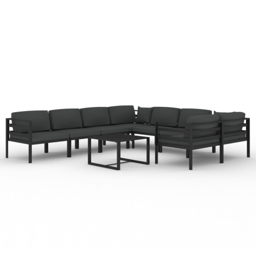 Image 1 of 10.. vidaXL 9 Piece Garden Lounge Set with Cushions Aluminium Anthracite