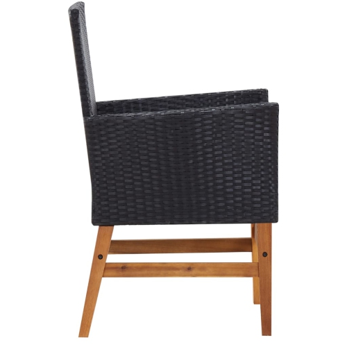 vidaXL 7 Piece Outdoor Dining Set Poly Rattan and Acacia Wood Black