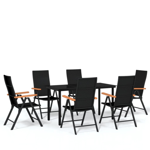 Image 1 of 6.. vidaXL 7 Piece Garden Dining Set Black