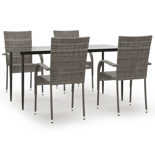 VIDAXL  5 Piece Garden Dining Set Poly Rattan In Grey