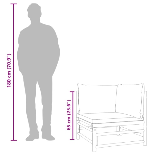 vidaXL Garden Corner Sofa with Light Grey Cushions Bamboo