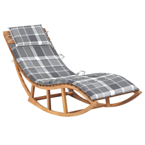 Image 1 de 10.. Chaise longue berçante avec coussin en teck massif de vidaXL