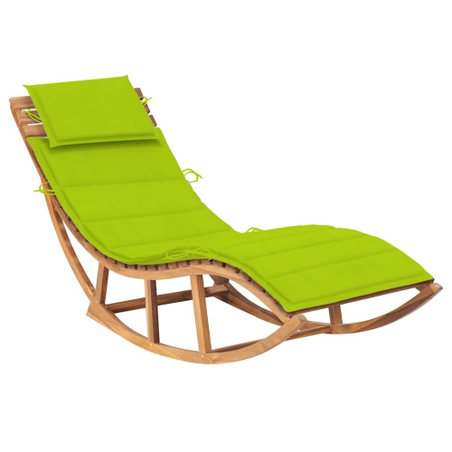 Image 1 of 10.. vidaXL Rocking Sun Lounger with Cushion Solid Teak Wood