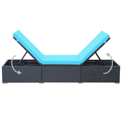 vidaXL Sun Lounger with Cushion Poly Rattan Black