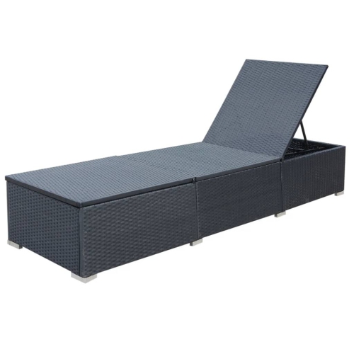 vidaXL Sun Lounger with Cushion Poly Rattan Black