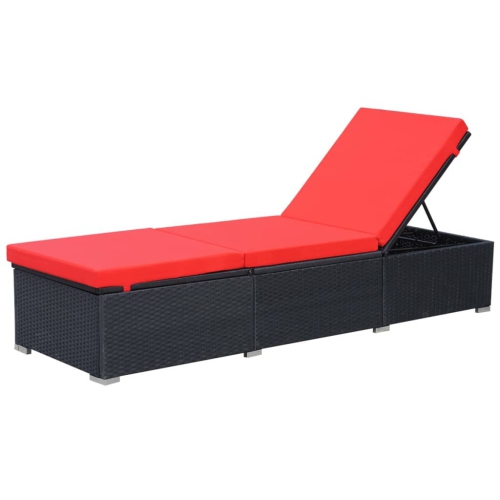 VIDAXL  Sun Lounger With Cushion Poly Rattan In Black