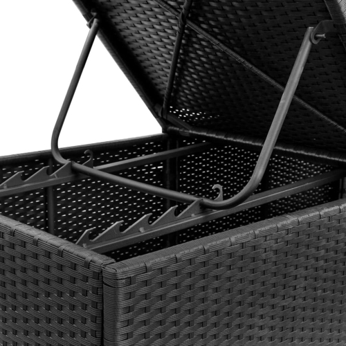 vidaXL Sun Lounger with Cushion Poly Rattan Black