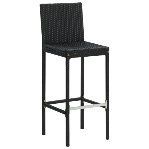 vidaXL Garden Bar Stools with Cushions 4 pcs Black Poly Rattan