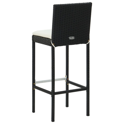 vidaXL Garden Bar Stools with Cushions 4 pcs Black Poly Rattan