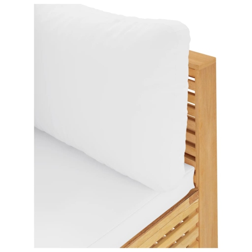 Sofa de coin de jardin avec coussins crème en teck massif