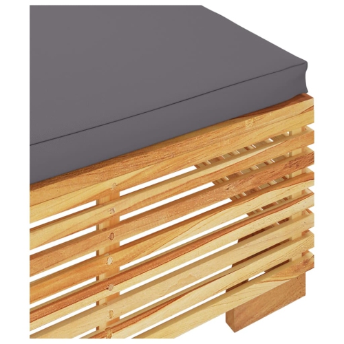 vidaXL Garden Footrest with Dark Grey Cushion Solid Wood Teak