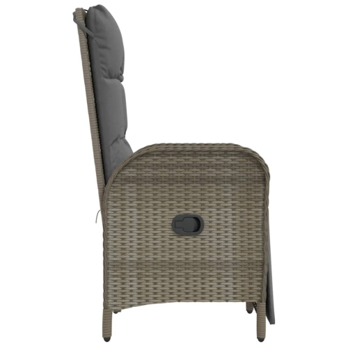 Chaises inclinables d'extérieur vidaXL avec coussins 2 pièces en poly rotin gris