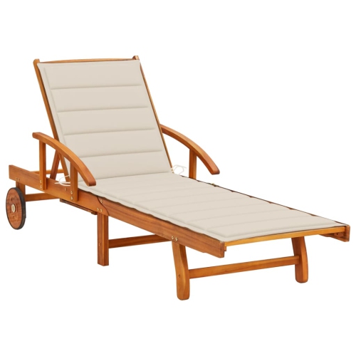 Chaise longue de jardin VidaXL avec coussin en bois d'acacia massif