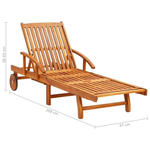 Chaise longue de jardin VidaXL avec coussin en bois d'acacia massif