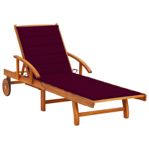 vidaXL Garden Sun Lounger with Cushion Solid Acacia Wood