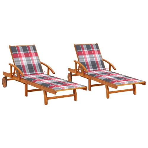 vidaXL Sun Loungers 2 pcs with Cushions Solid Acacia Wood