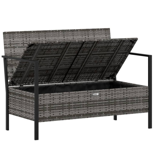 vidaXL 2-Seater Garden Bench with Cushions Grey Poly Rattan