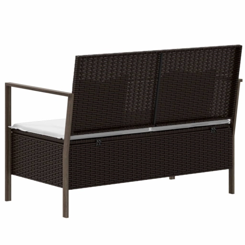 Banc de jardin à 2 places avec coussins en poly rotin brun de vidaXL