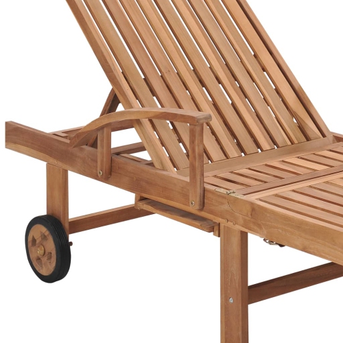 vidaXL Sun Lounger with Royal Blue Cushion Solid Teak Wood