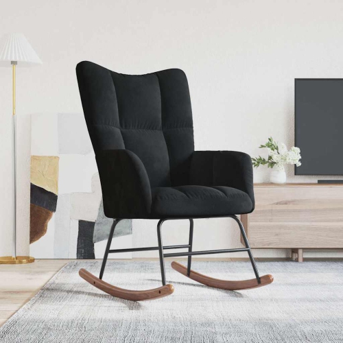 vidaXL Rocking Chair Black Velvet