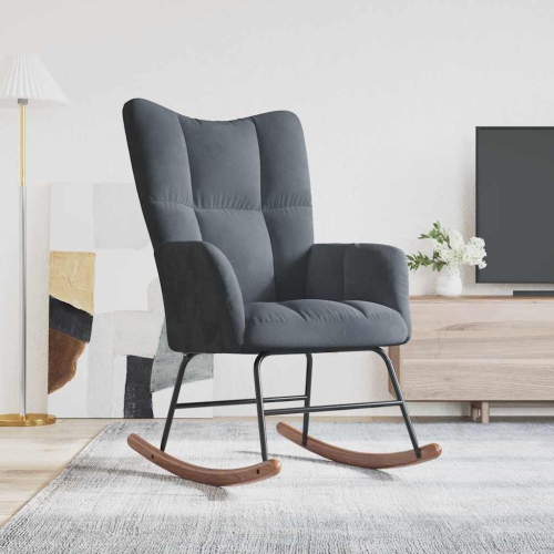 vidaXL Rocking Chair Dark Grey Velvet