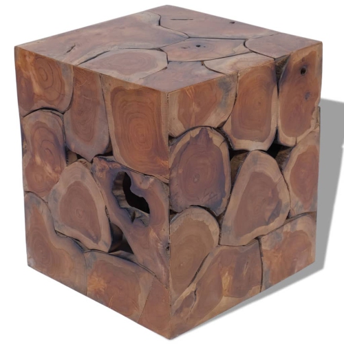 Image 1 of 10.. vidaXL Solid Teak Wood Stool, Versatile Footrest/Side Table, 15.7" x 15.7" x 17.7" Brown
