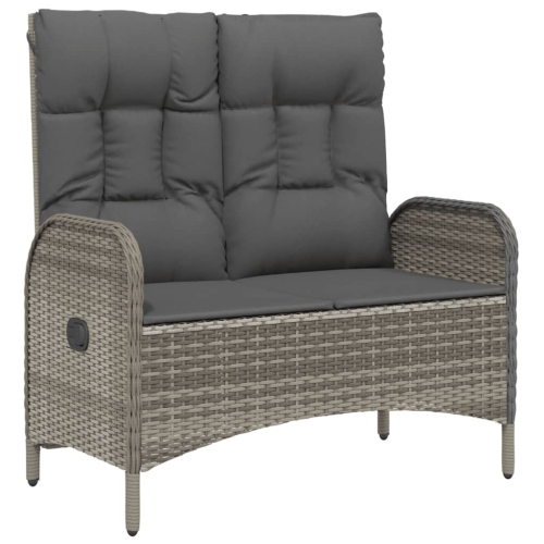 Image 1 of 6.. vidaXL Reclining Garden Bench with Cushions 107 cm Poly Rattan Grey