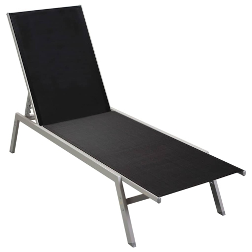 vidaXL Sun Lounger Steel and Textilene Black
