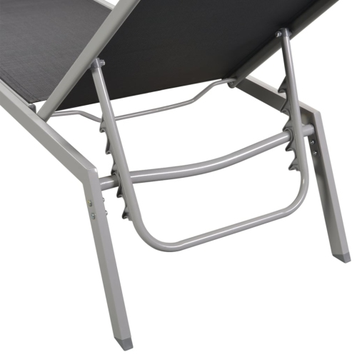 vidaXL Sun Lounger Steel and Textilene Black