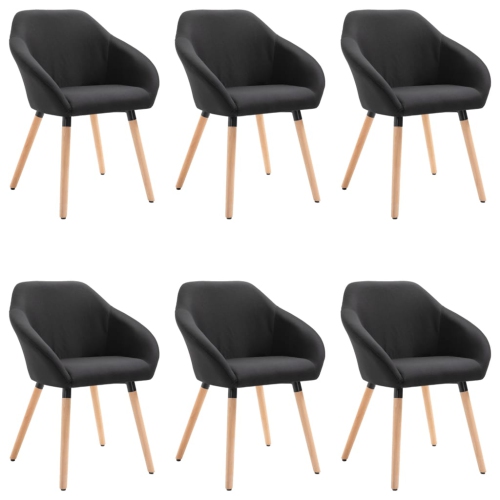 Image 1 de 6.. Chaises de salle à manger 6 pièces en tissu noir