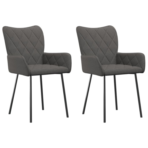 VIDAXL  Dining Chairs 2 PCs Dark Fabric In Grey