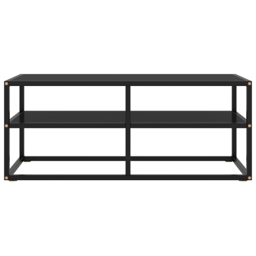 vidaXL TV Cabinet Black with Black Glass 39.4"x15.7"x15.7"