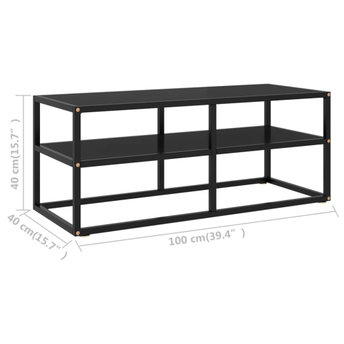 vidaXL TV Cabinet Black with Black Glass 39.4"x15.7"x15.7"