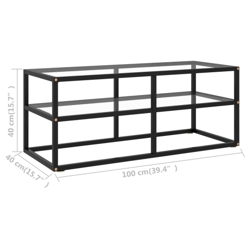 vidaXL TV Cabinet Black with Tempered Glass 39.4"x15.7"x15.7"