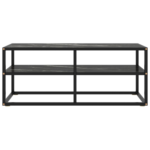 vidaXL TV Cabinet Black with Black Marble Glass 39.4"x15.7"x15.7"