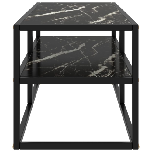 vidaXL TV Cabinet Black with Black Marble Glass 39.4"x15.7"x15.7"