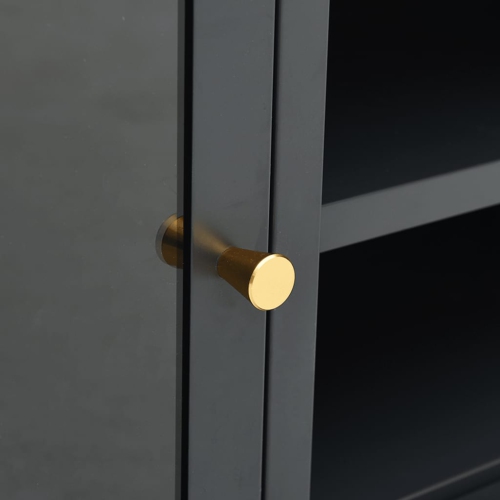 vidaXL TV Cabinet Anthracite 35.4"x11.8"x17.3" Steel and Glass