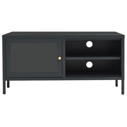 vidaXL TV Cabinet Anthracite 35.4"x11.8"x17.3" Steel and Glass