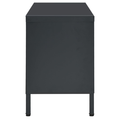 vidaXL TV Cabinet Anthracite 35.4"x11.8"x17.3" Steel and Glass