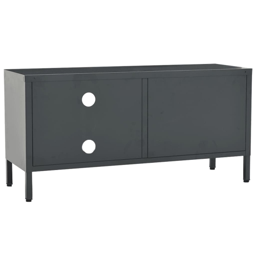 vidaXL TV Cabinet Anthracite 35.4"x11.8"x17.3" Steel and Glass