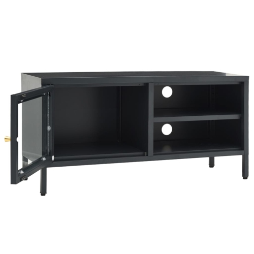 vidaXL TV Cabinet Anthracite 35.4"x11.8"x17.3" Steel and Glass