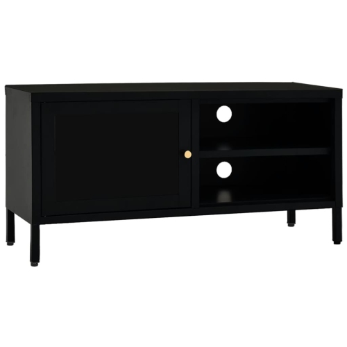 vidaXL TV Cabinet Black 35.4"x11.8"x17.3" Steel and Glass