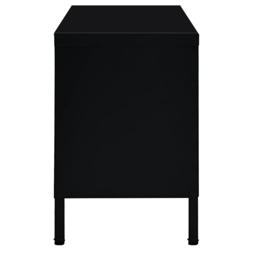 vidaXL TV Cabinet Black 35.4"x11.8"x17.3" Steel and Glass