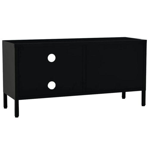 vidaXL TV Cabinet Black 35.4"x11.8"x17.3" Steel and Glass