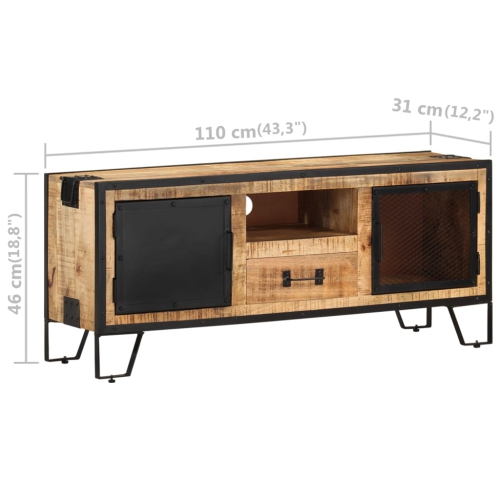 vidaXL TV Cabinet 43.3"x12.2"x18.1" Rough Mango Wood