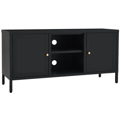 vidaXL TV Cabinet Black 41.3"x13.7"x20.4" Steel and Glass