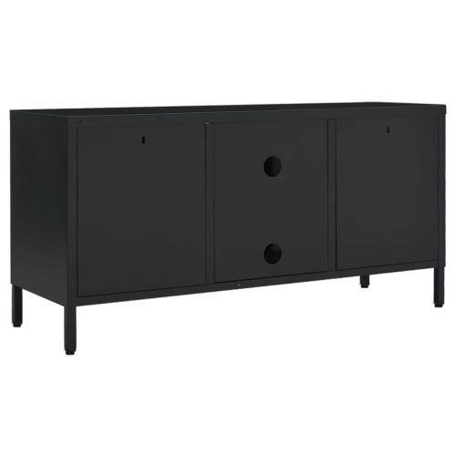 vidaXL TV Cabinet Black 41.3"x13.7"x20.4" Steel and Glass
