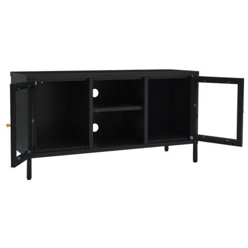 vidaXL TV Cabinet Black 41.3"x13.7"x20.4" Steel and Glass